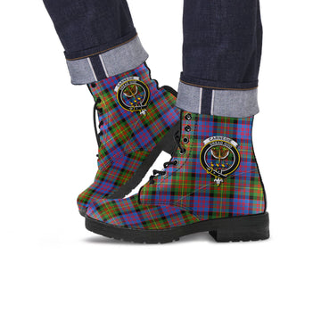 Carnegie Ancient Tartan Leather Boots with Family Crest