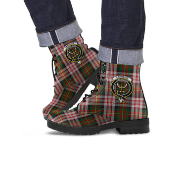 Carnegie Dress Tartan Leather Boots with Family Crest