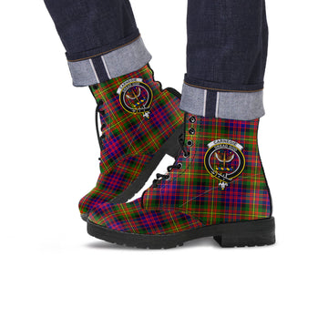 Carnegie Modern Tartan Leather Boots with Family Crest