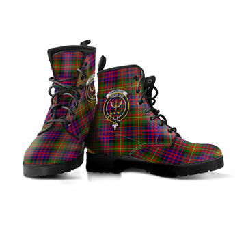Carnegie Modern Tartan Leather Boots with Family Crest