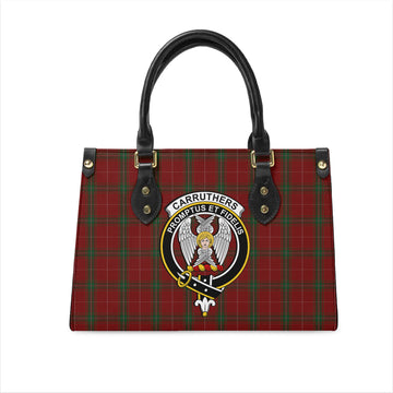 Carruthers Tartan Leather Bag with Family Crest