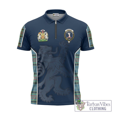 Cathcart Tartan Zipper Polo Shirt with Family Crest and Lion Rampant Vibes Sport Style