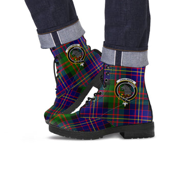 Chalmers Modern Tartan Leather Boots with Family Crest