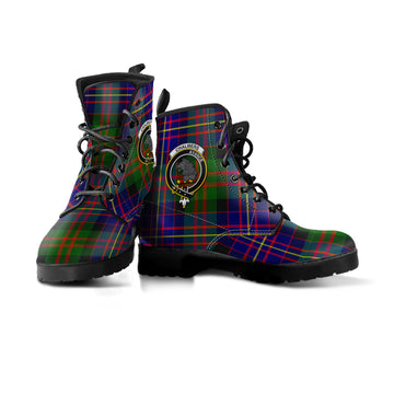 Chalmers Modern Tartan Leather Boots with Family Crest
