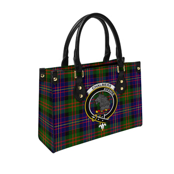 Chalmers Modern Tartan Leather Bag with Family Crest