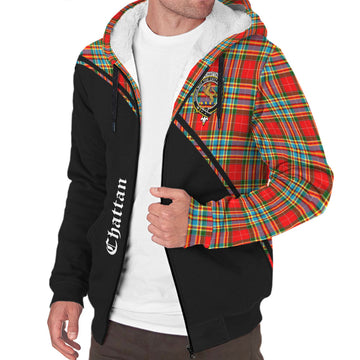 Chattan Tartan Sherpa Hoodie with Family Crest Curve Style