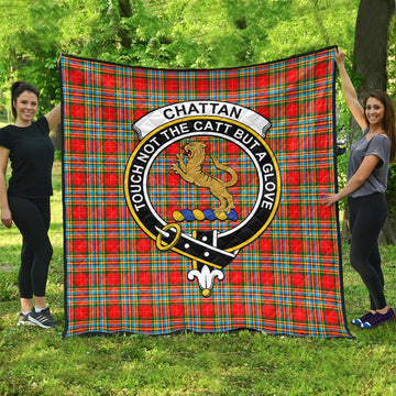 Chattan Tartan Quilt with Family Crest