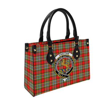 Chattan Tartan Leather Bag with Family Crest