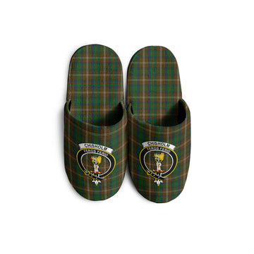 Chisholm Hunting Tartan Home Slippers with Family Crest