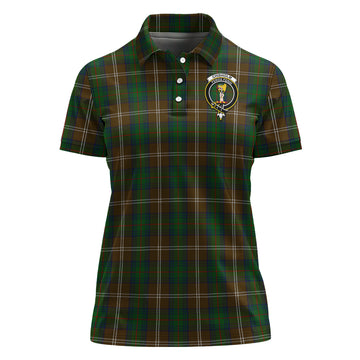 Chisholm Hunting Tartan Polo Shirt with Family Crest For Women