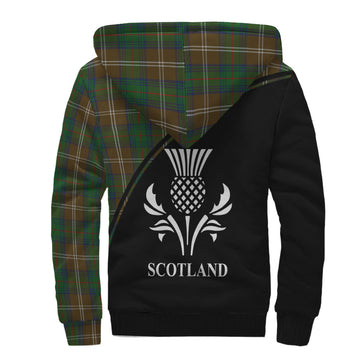 Chisholm Hunting Tartan Sherpa Hoodie with Family Crest Curve Style