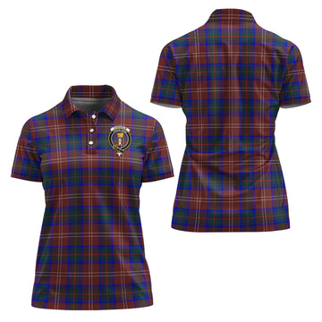 Chisholm Hunting Modern Tartan Polo Shirt with Family Crest For Women