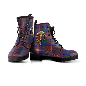 Chisholm Hunting Modern Tartan Leather Boots with Family Crest