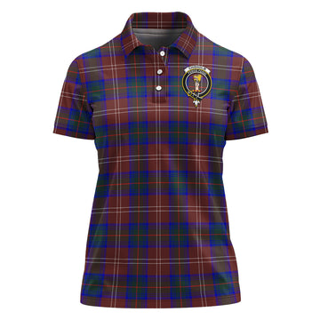 Chisholm Hunting Modern Tartan Polo Shirt with Family Crest For Women