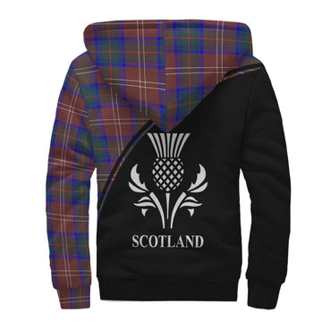 Chisholm Hunting Modern Tartan Sherpa Hoodie with Family Crest Curve Style
