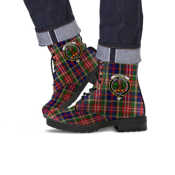 Christie Tartan Leather Boots with Family Crest