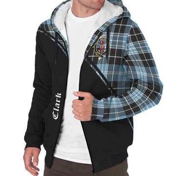 Clark Ancient Tartan Sherpa Hoodie with Family Crest Curve Style