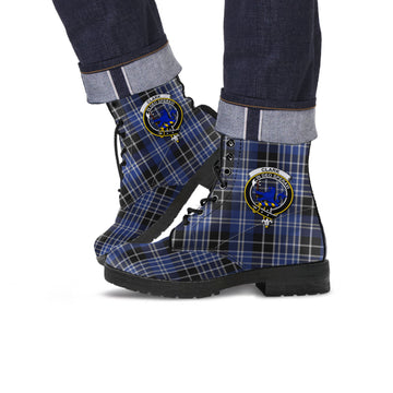 Clark (Lion) Tartan Leather Boots with Family Crest