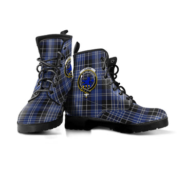 Clark (Lion) Tartan Leather Boots with Family Crest