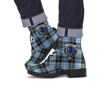 Clark (Lion) Ancient Tartan Leather Boots with Family Crest