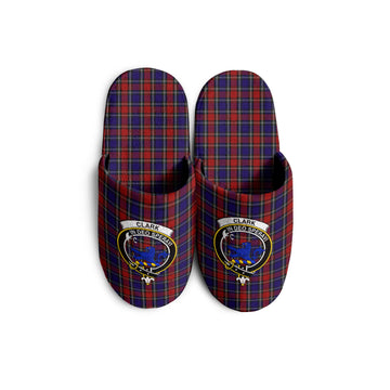 Clark (Lion) Red Tartan Home Slippers with Family Crest