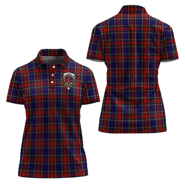 Clark Red Tartan Polo Shirt with Family Crest For Women