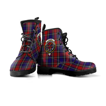 Clark Red Tartan Leather Boots with Family Crest