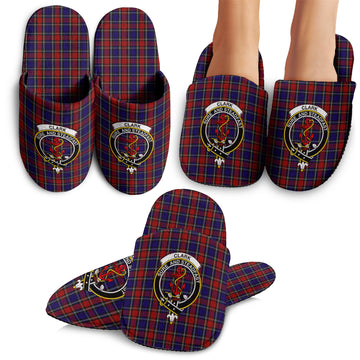 Clark Red Tartan Home Slippers with Family Crest