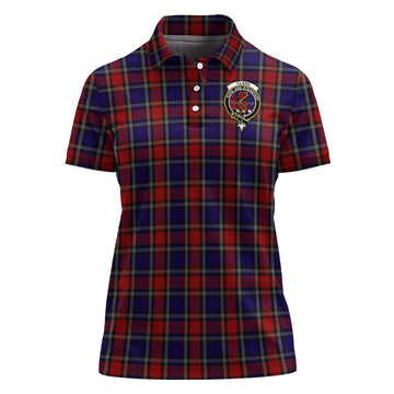 Clark Red Tartan Polo Shirt with Family Crest For Women