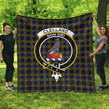 Clelland Modern Tartan Quilt with Family Crest