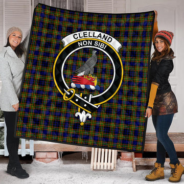 Clelland Modern Tartan Quilt with Family Crest