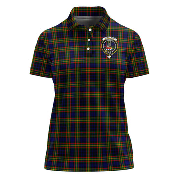 Clelland Modern Tartan Polo Shirt with Family Crest For Women