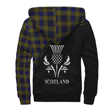 Clelland Modern Tartan Sherpa Hoodie with Family Crest Curve Style