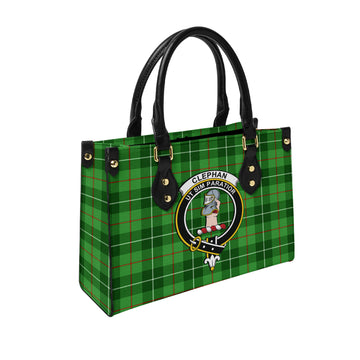 Clephan Tartan Leather Bag with Family Crest
