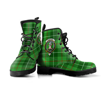 Clephan Tartan Leather Boots with Family Crest
