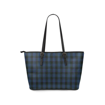 Clergy Blue Tartan Leather Tote Bag