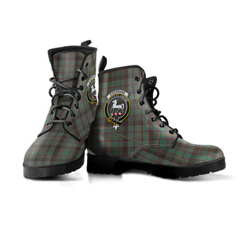 Cochrane Hunting Tartan Leather Boots with Family Crest