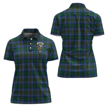 Cockburn Ancient Tartan Polo Shirt with Family Crest For Women