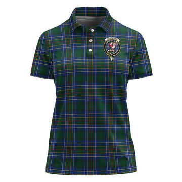 Cockburn Ancient Tartan Polo Shirt with Family Crest For Women