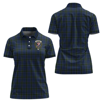 Cockburn Blue Tartan Polo Shirt with Family Crest For Women