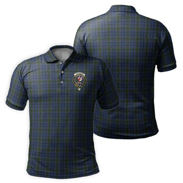 Cockburn Blue Tartan Men's Polo Shirt with Family Crest