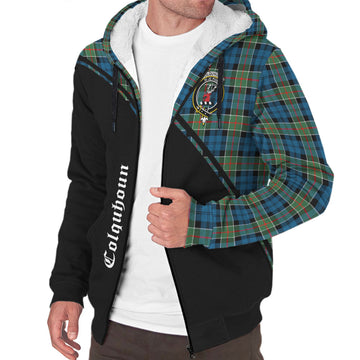 Colquhoun Ancient Tartan Sherpa Hoodie with Family Crest Curve Style