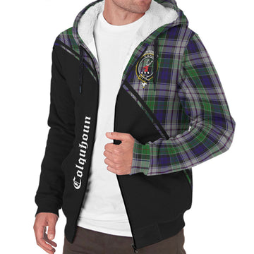 Colquhoun Dress Tartan Sherpa Hoodie with Family Crest Curve Style