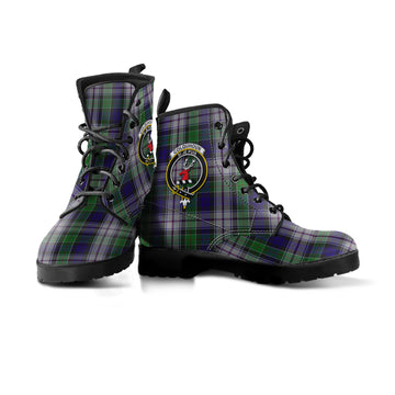 Colquhoun Dress Tartan Leather Boots with Family Crest