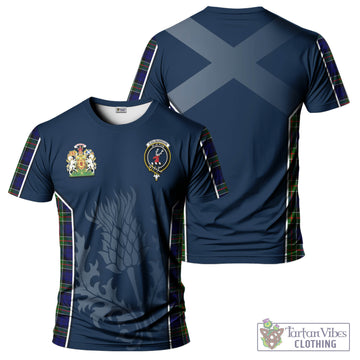 Colquhoun Modern Tartan T-Shirt with Family Crest and Scottish Thistle Vibes Sport Style
