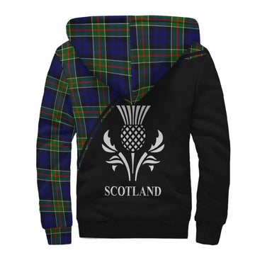 Colquhoun Modern Tartan Sherpa Hoodie with Family Crest Curve Style