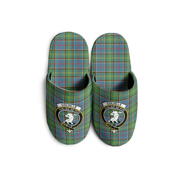 Colville Tartan Home Slippers with Family Crest