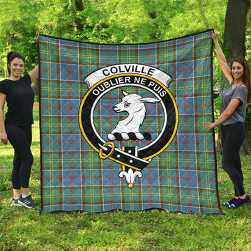 Colville Tartan Quilt with Family Crest