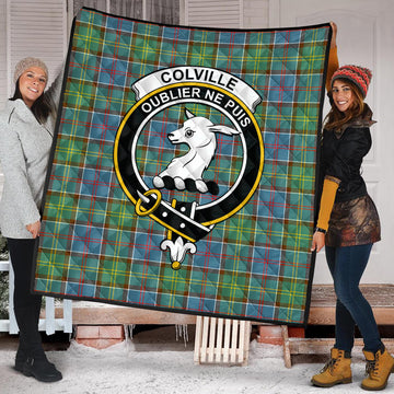 Colville Tartan Quilt with Family Crest