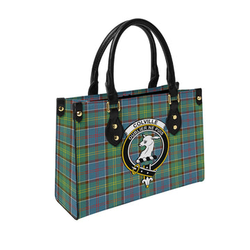 Colville Tartan Leather Bag with Family Crest